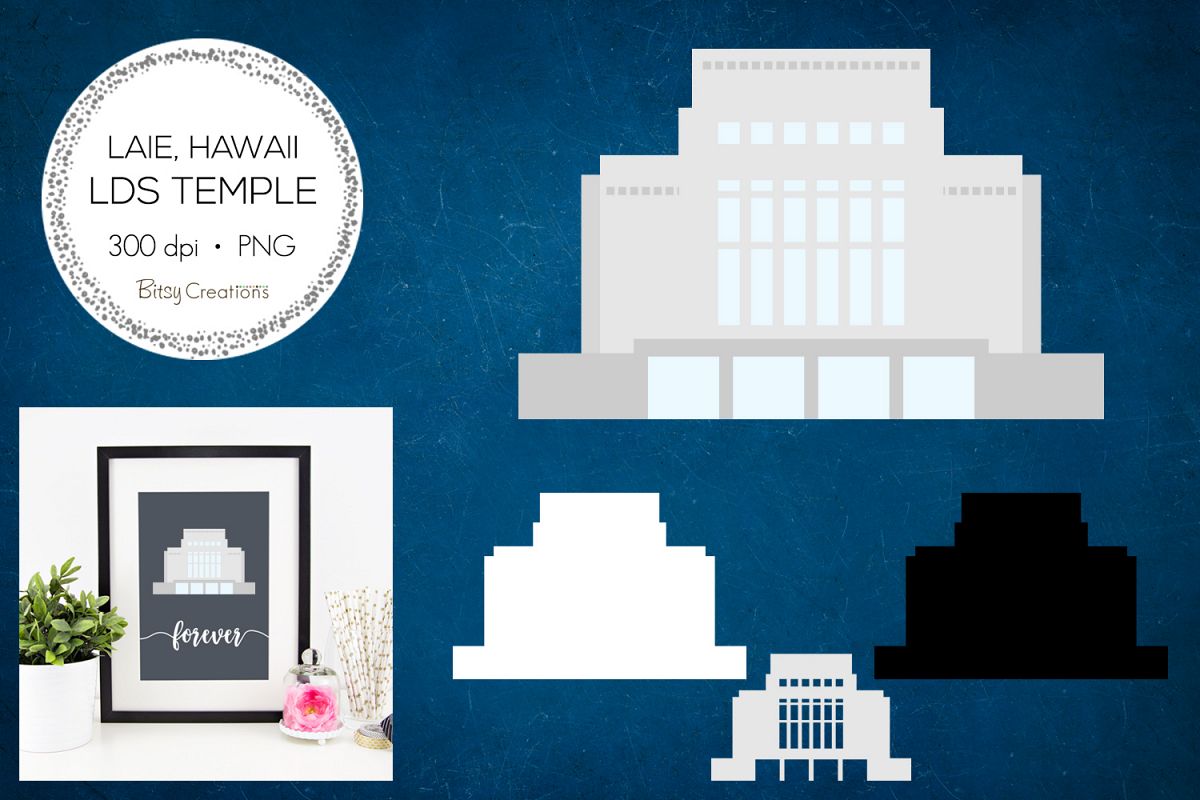 Laie Hawaii LDS Temple Clipart example image 1