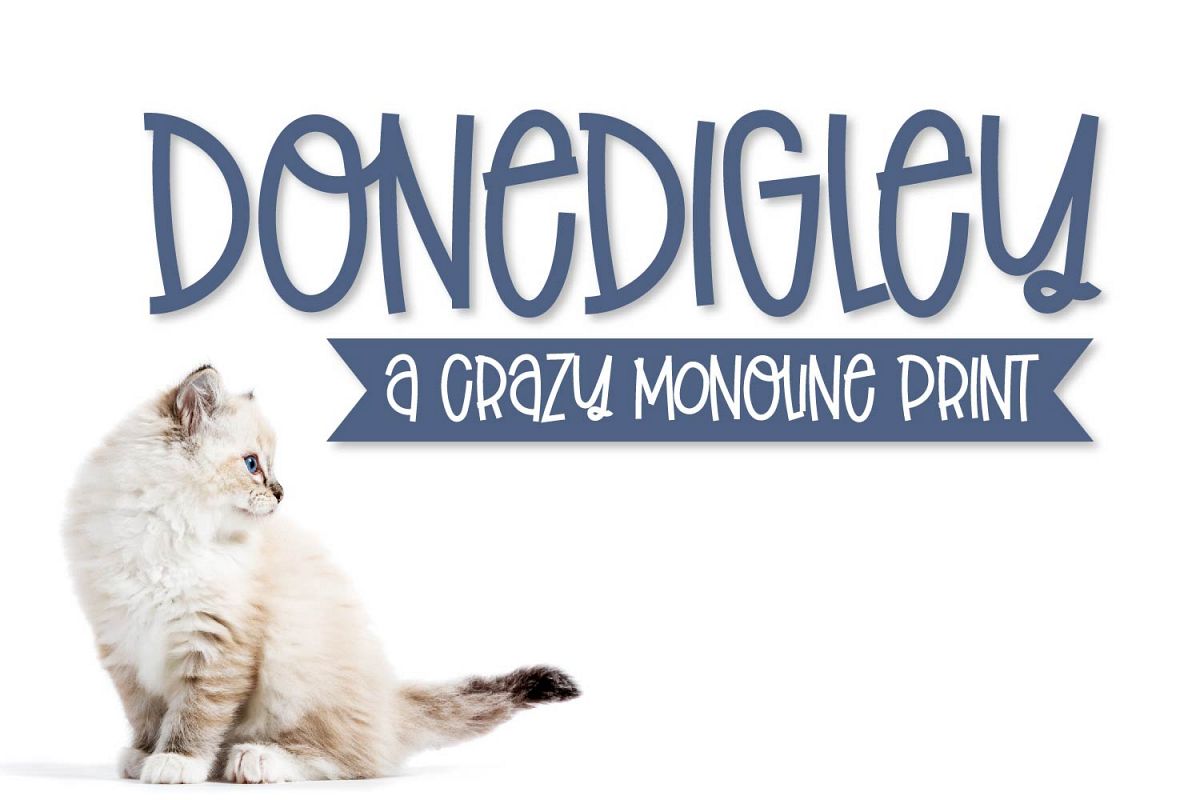 Donedigley - A Crazy Monoline Print Font! example image 1