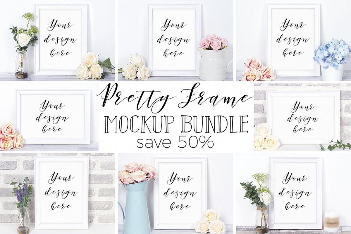 Pretty White Frame Mockup Bundle example image 1