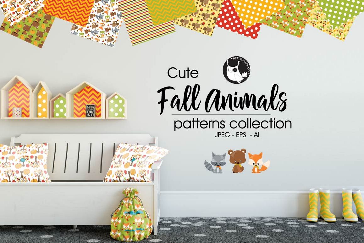 Fall Animals, digital papers example image 1