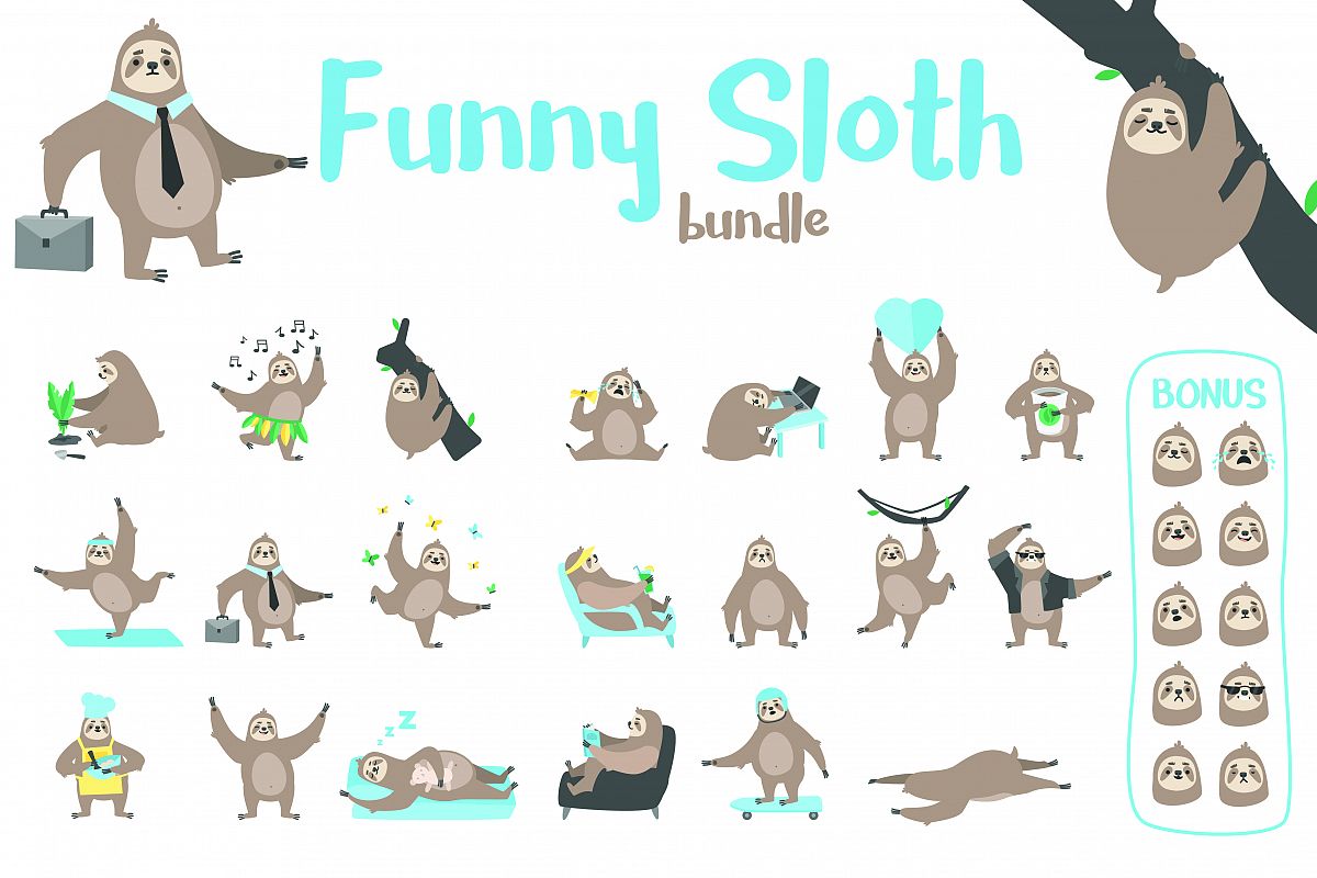 Funny Sloth Bundle example image 1
