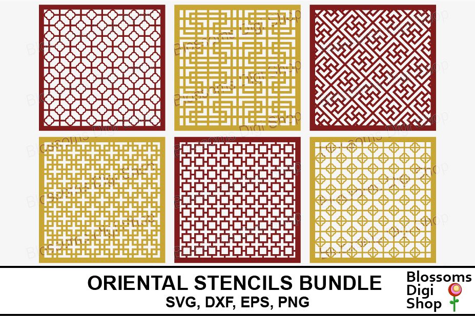 Oriental Stencil Bundle (72617) | Cut Files | Design Bundles