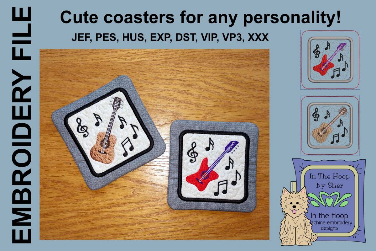 Guitars Coasters - 4 x 4 and 5 x 7 Hoops example image 1