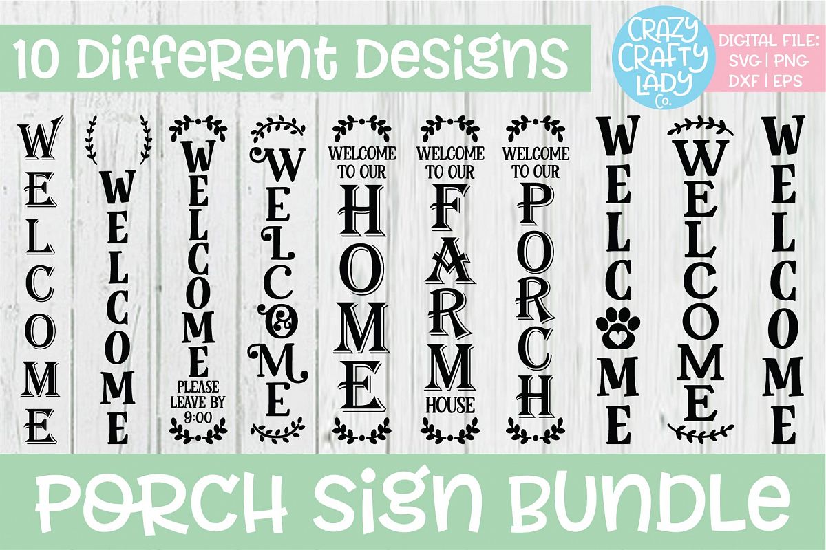 Porch Sign SVG DXF EPS PNG Cut File Bundle example image 1