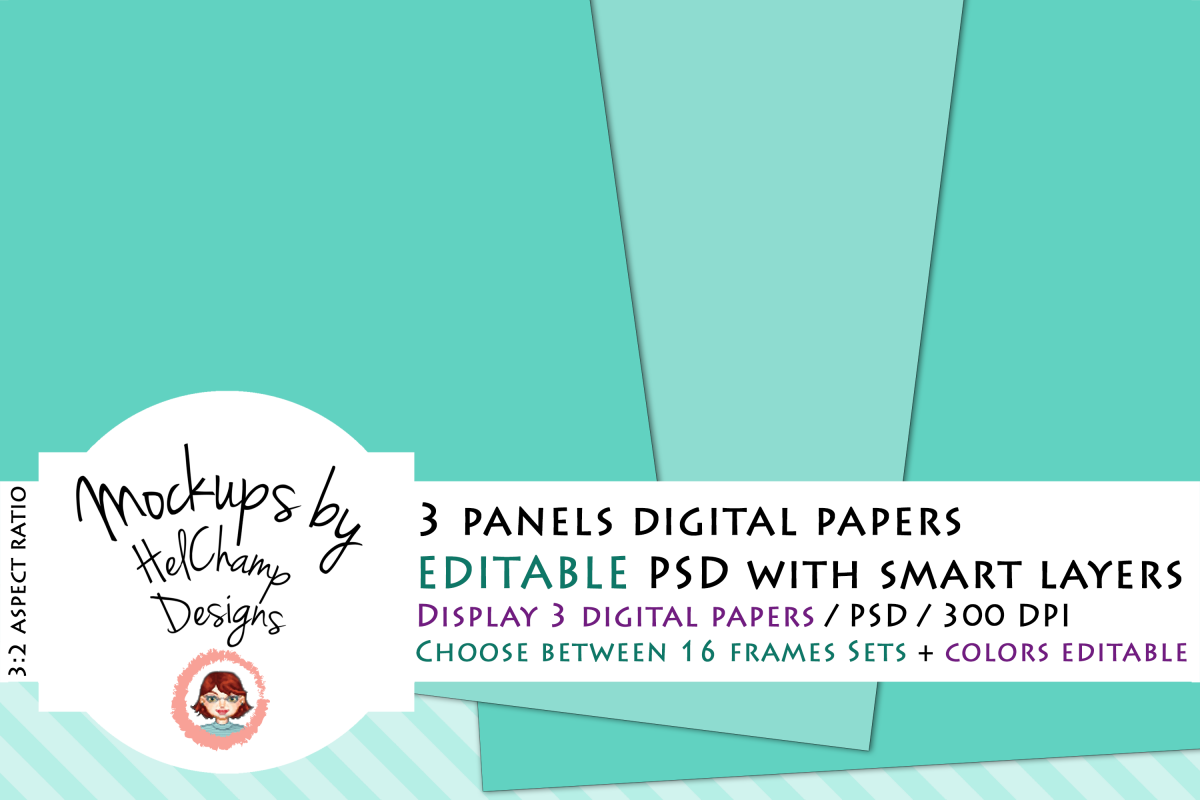3 Panels Mockup for Digital Papers - M05 example image 1