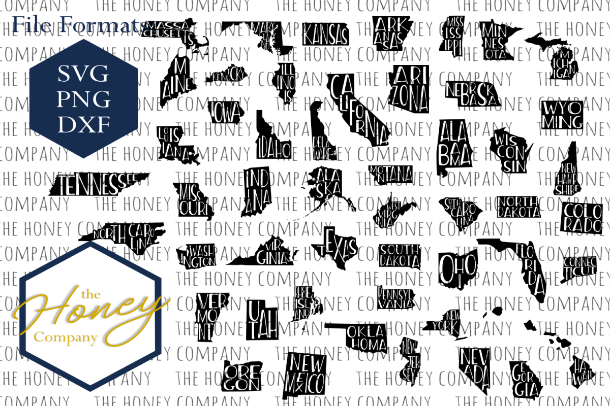 United States SVG PNG DXF All 50 States Outline Instant ...