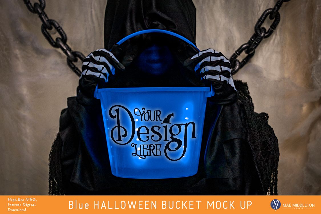Blue Halloween Bucket - styled photo, mock up example image 1