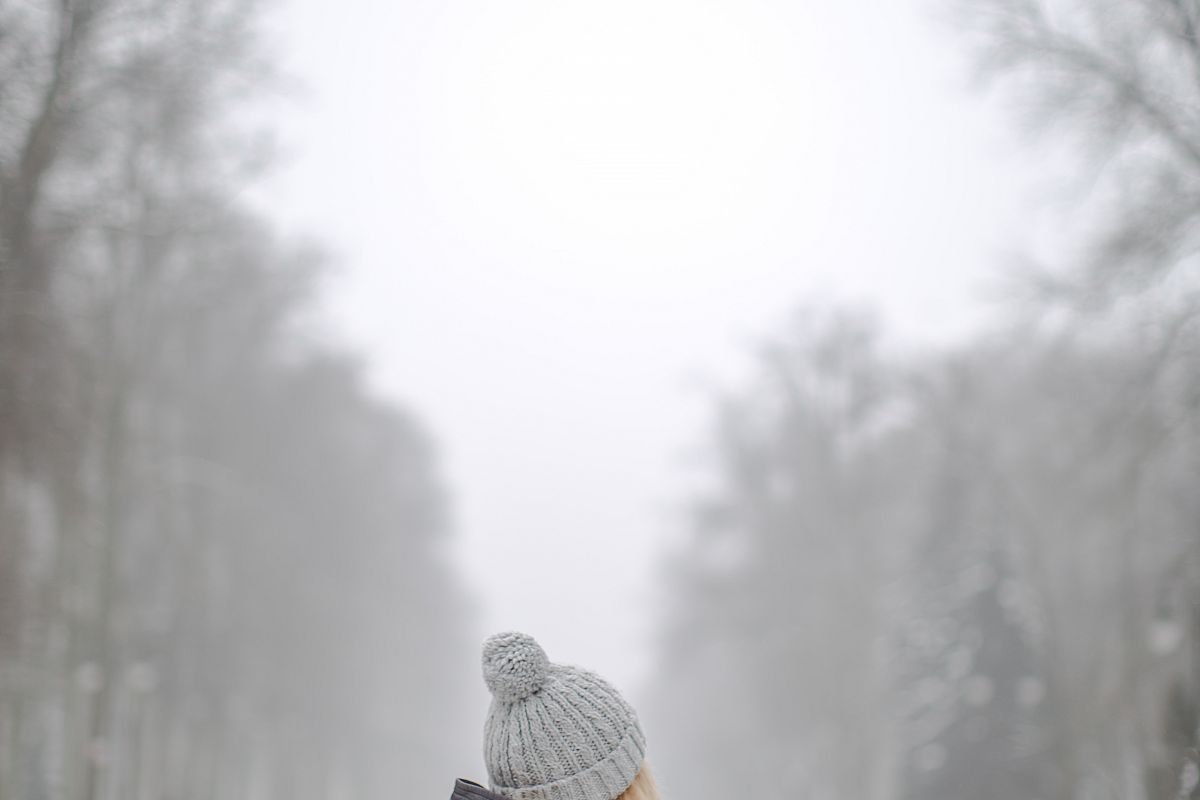 Women walking on the street ,foggy winter day example image 1
