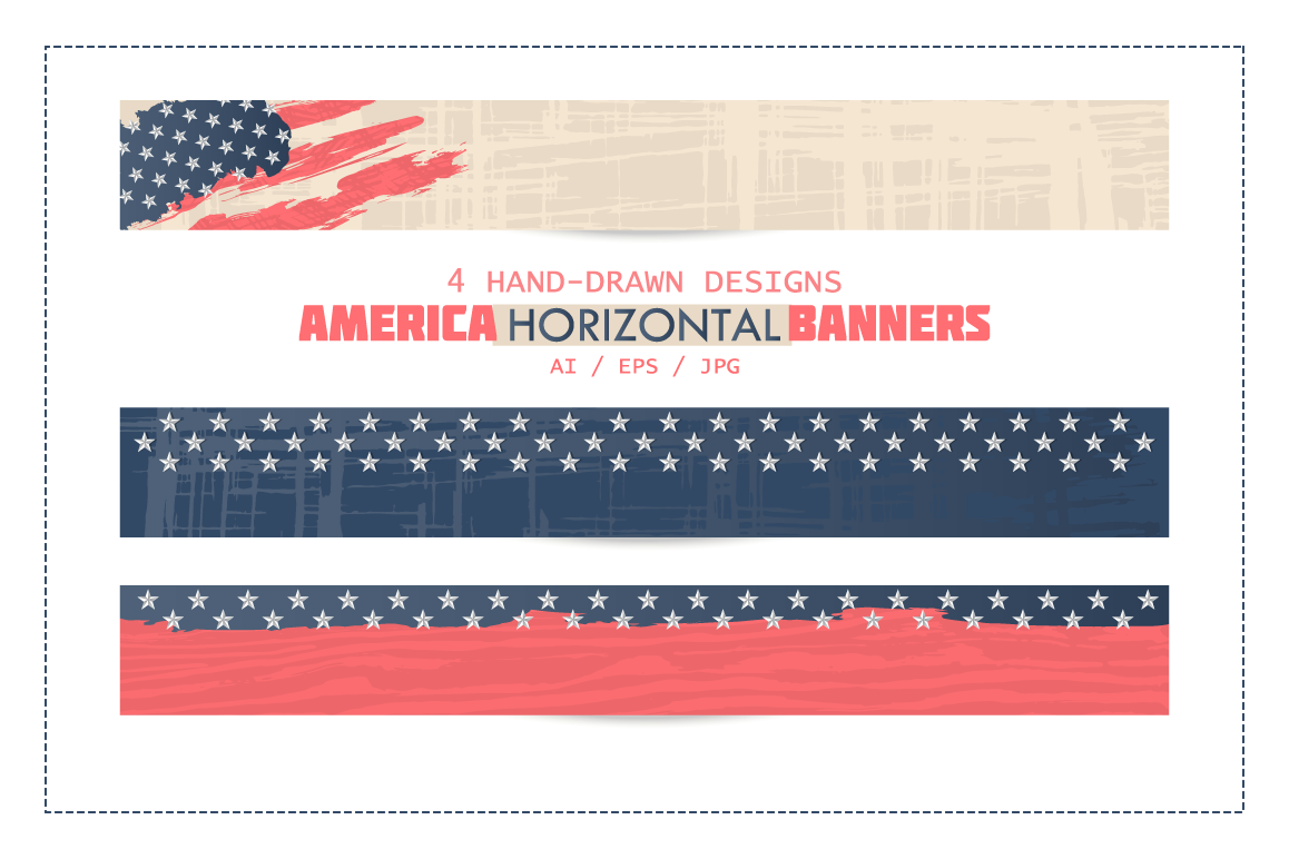 America horizontal banners. Usa background. example image 1