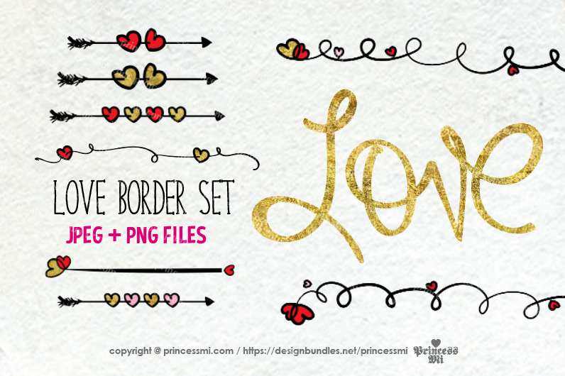 Love , love hearts border set example image 1