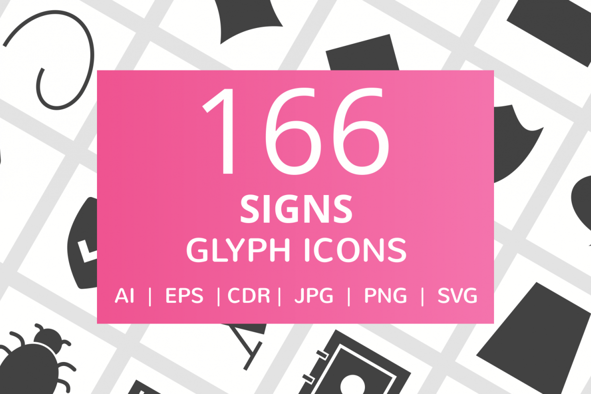 166 Sign Glyph Icons example image 1