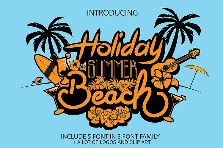 Holiday Summer Beach - 3 Font Family example image 1