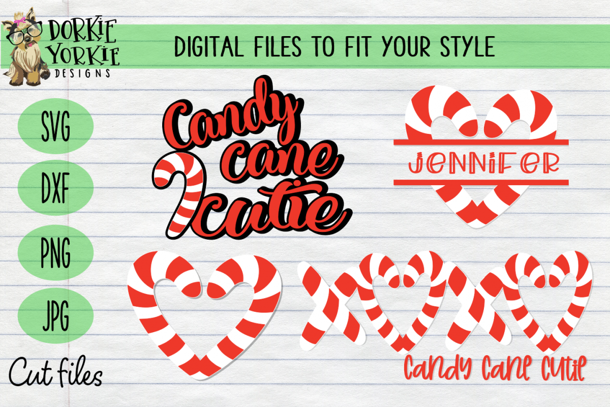 Candy Cane BUNDLE, Name, Heart, Cutie - Christmas, Xmas SVG example image 1