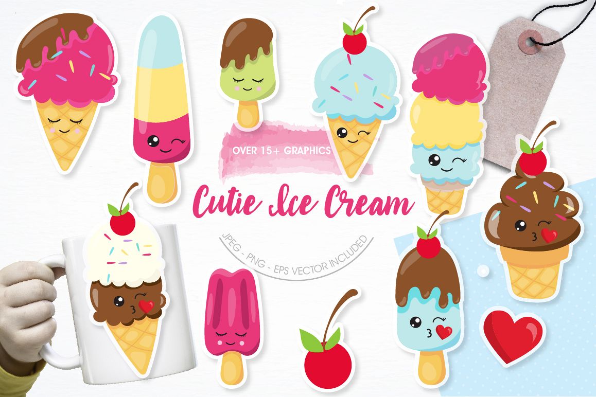 Cutie Ice cream graphics and illustrations example image 1