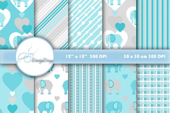 Digital paper pack Elephant example image 1