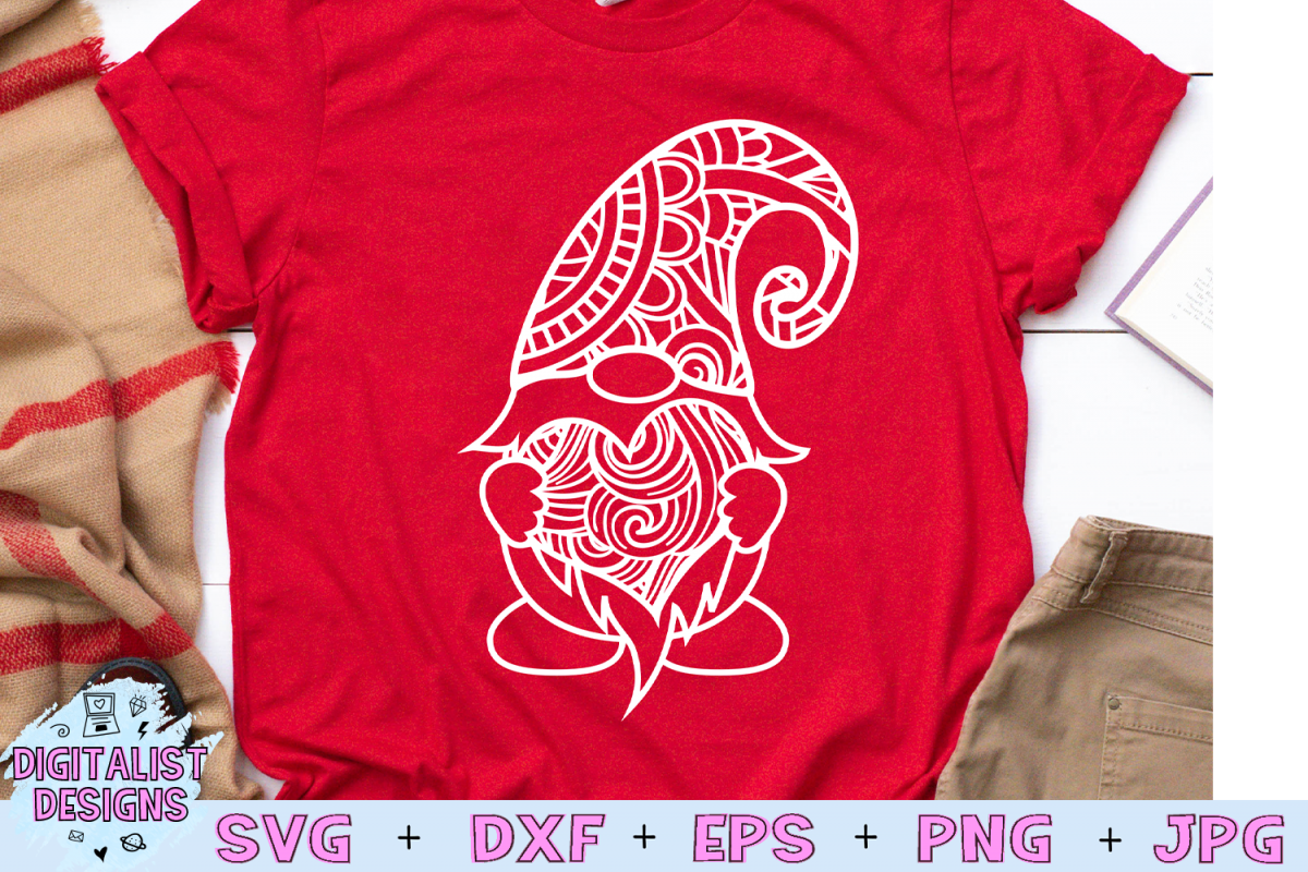 Download Gnome Zentangle SVG, Valentine's Day SVG, Valentine's Gnome