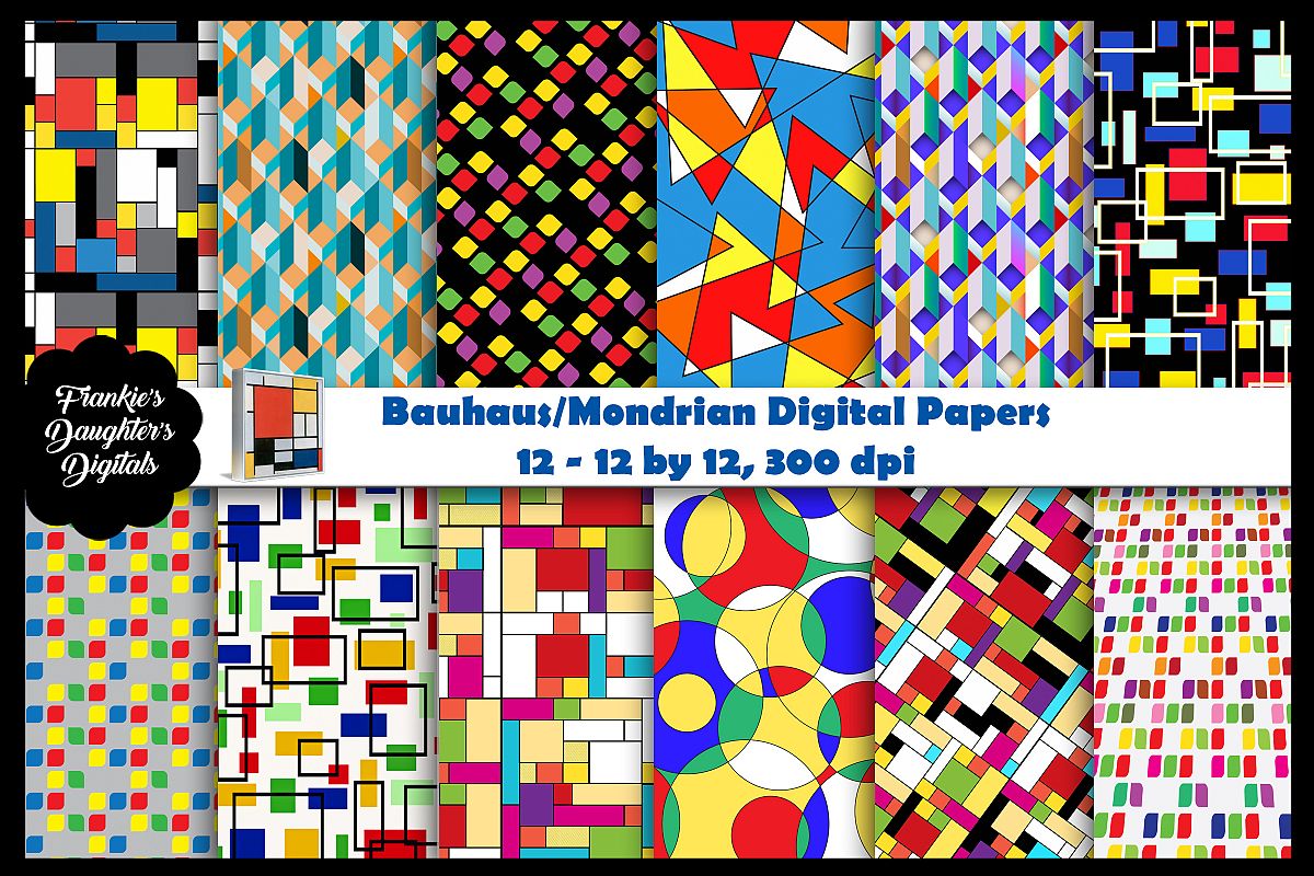 Bauhaus/Mondrian Style Geometric Digital PAPERS example image 1
