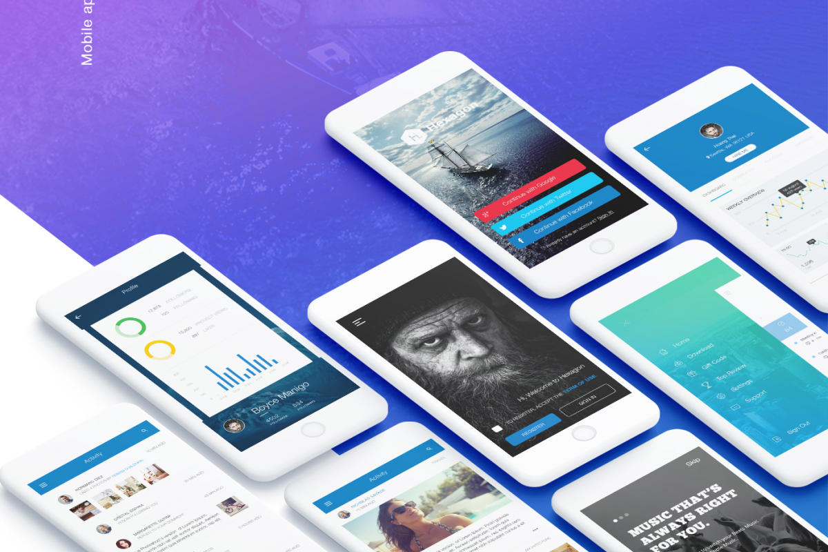 Hexagon Mobile UI Kit example image 1