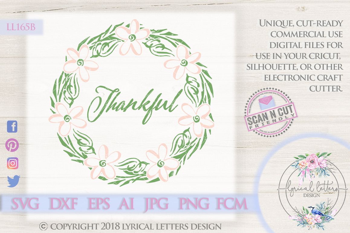 Thankful Farmhouse Wreath SVG Cut File LL165B example image 1