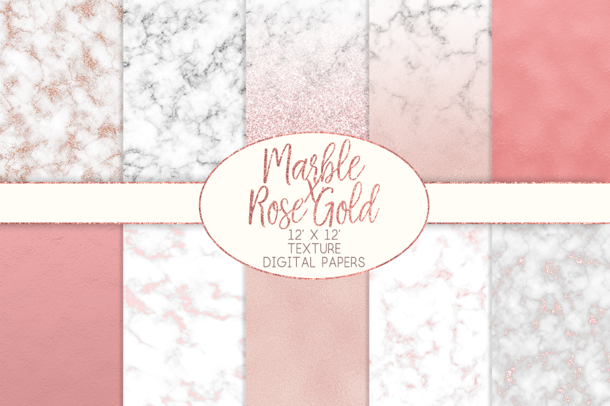Marble x Rose Gold Texture Digital Papers example image 1