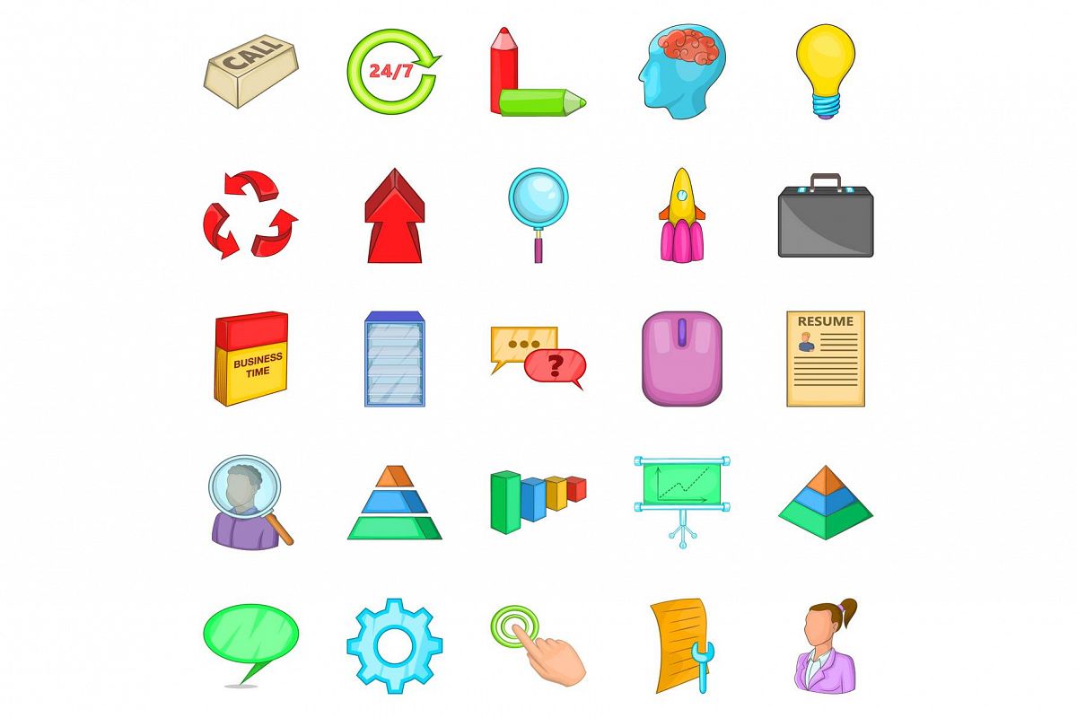 Headhunter icons set, cartoon style example image 1
