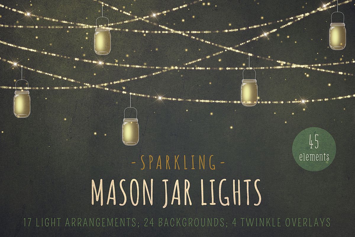 Mason jar lights clipart example image 1