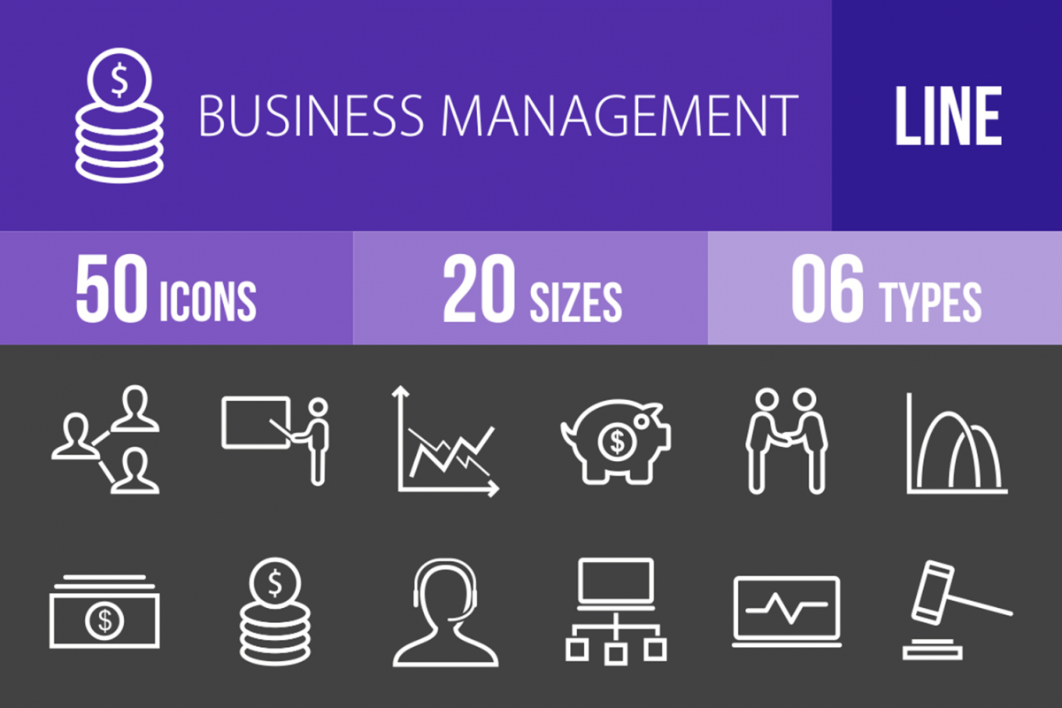 50 Business Management Line Inverted Icons example image 1