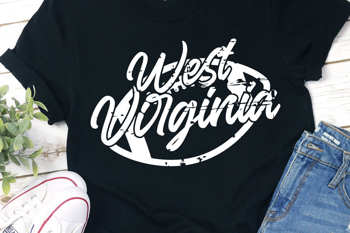 West Virginia Football Grunge Distressed Football SVG example image 1