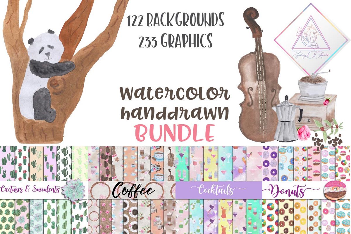 Watercolor Handdrawn BUNDLE example image 1