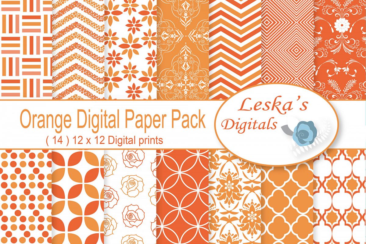 Orange Digital Paper example image 1