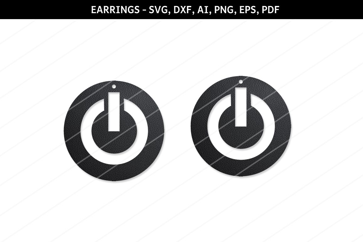 Power button earring svg,Abstract earrings svg,Cricut files example image 1