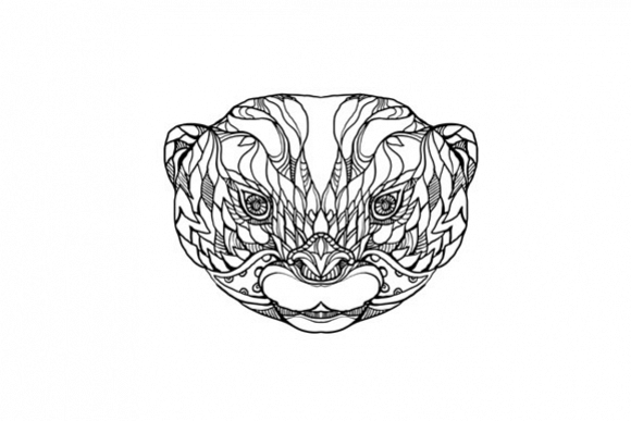 Oriental Small-clawed Otter Doodle Art example image 1