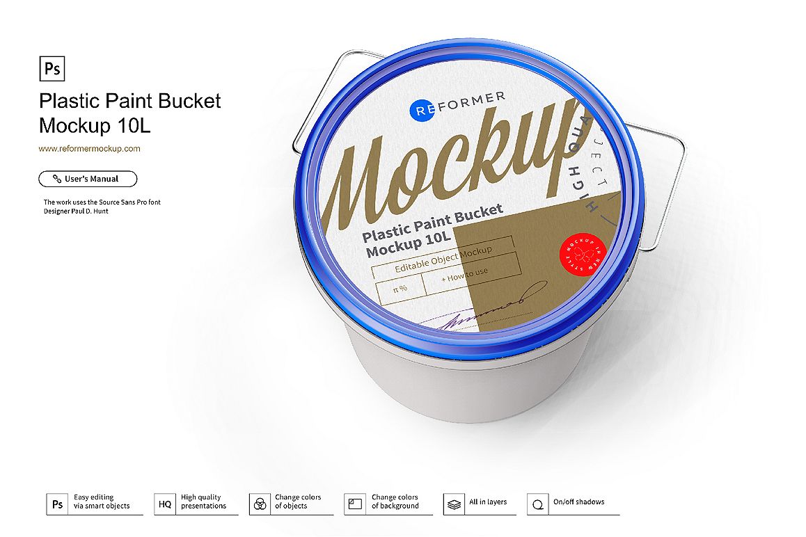 Plastic Paint Bucket Mockup example image 1