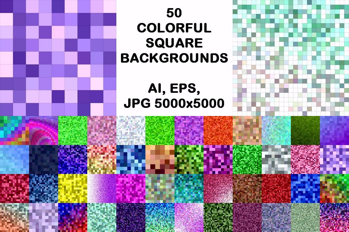 50 colorful square backgrounds AI, EPS, JPG 5000x5000 example image 1