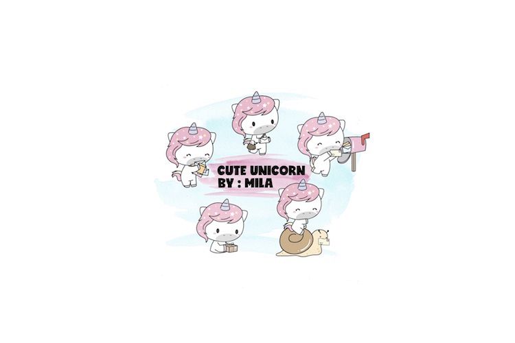 KAWAII UNICORN CLIPART BUNDLE PNG example image 1