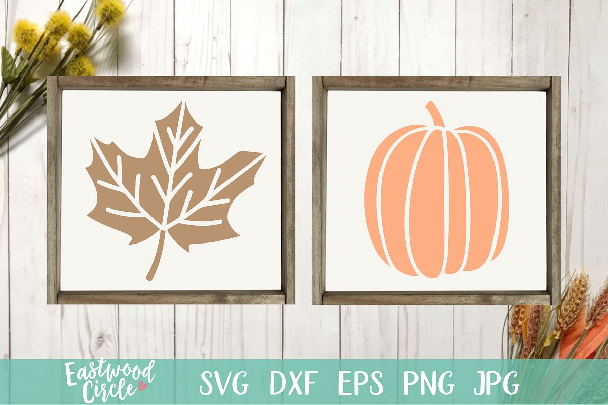 Pumpkin And Maple Leaf - Fall SVG Files for Signs example image 1