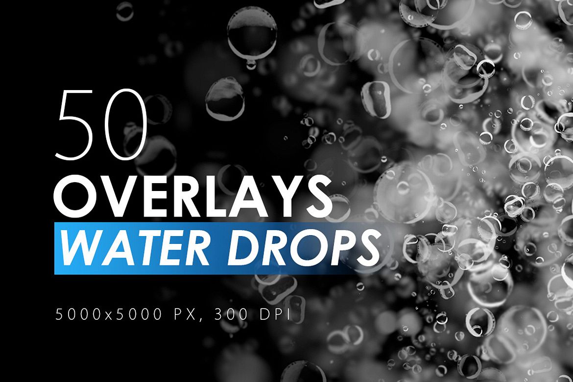 50 Water Drops Overlays example image 1