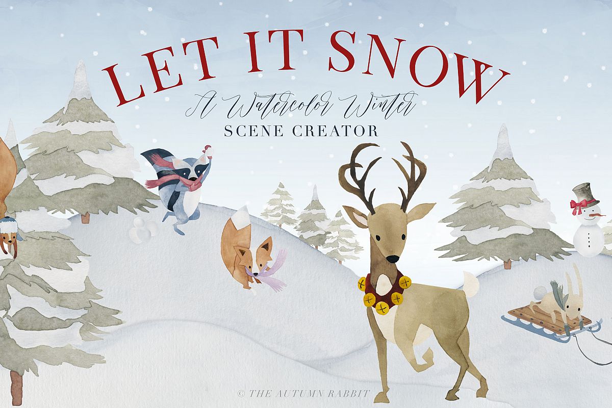 Watercolor Winter Scene Creator example image 1