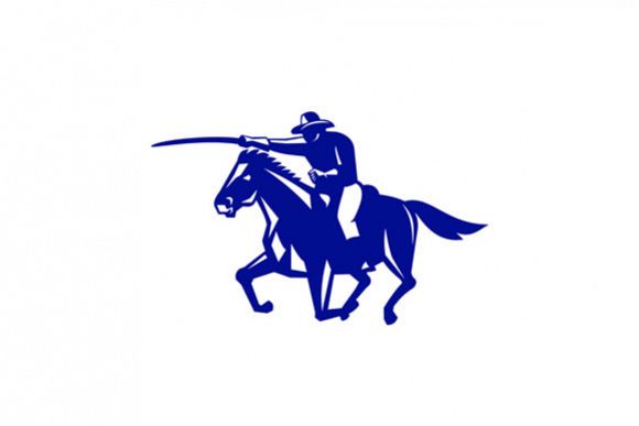 American Cavalry Charging Retro example image 1