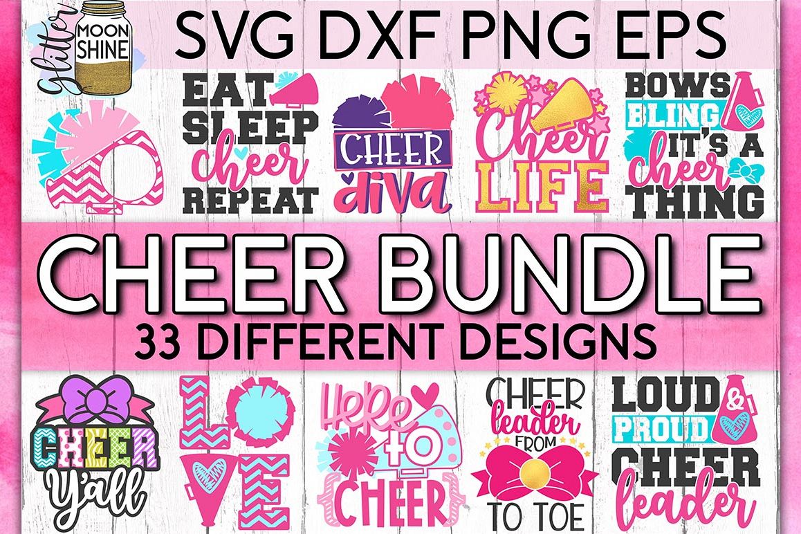 Cheerleading Bundle of 33 SVG DXF PNG EPS Cutting Files example image 1