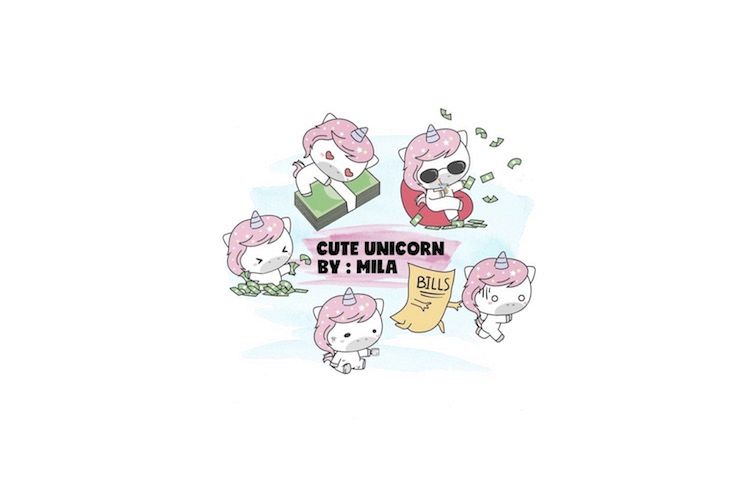 KAWAII UNICORN CLIPART BUNDLE PNG example image 1