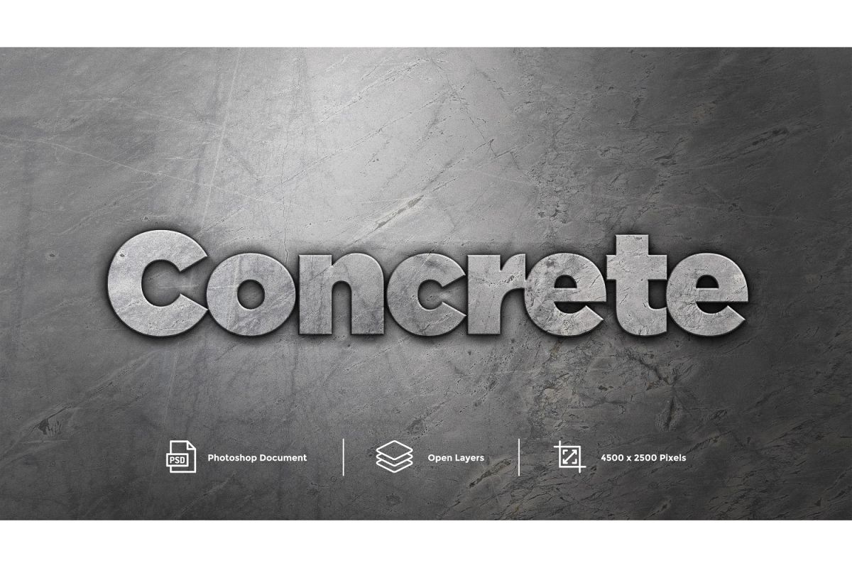 Concrete Text Effect Design Photoshop Layer Style Effect example image 1