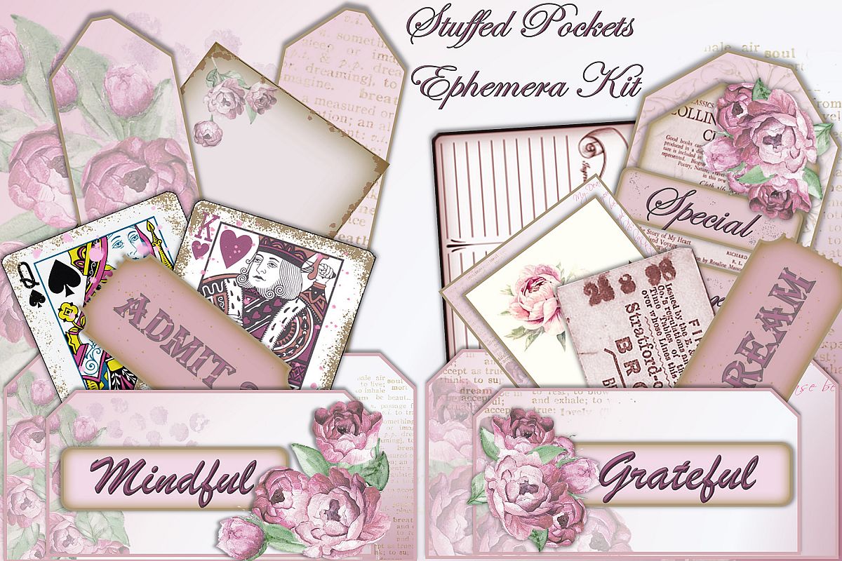 Stuffed Pockets Ephemera Kit for Journaling or Card making example image 1