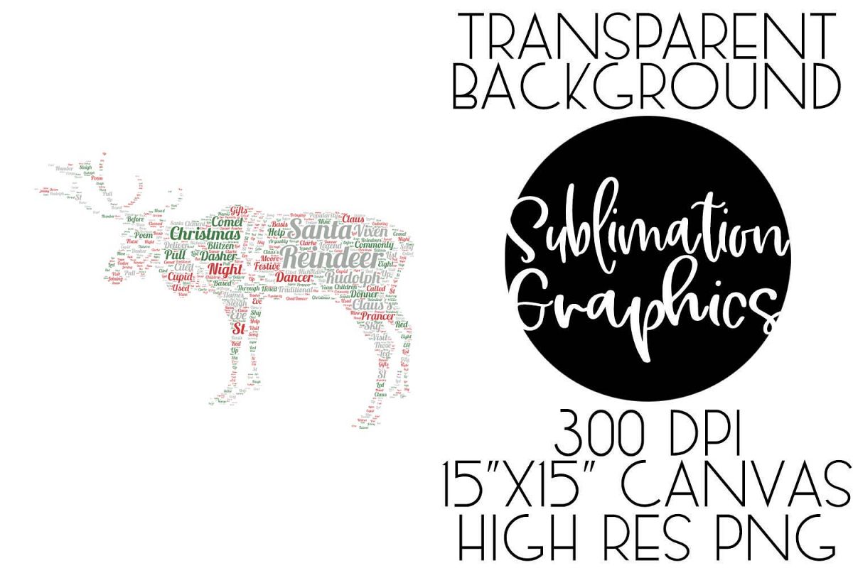 Reindeer Typography Sublimation Digital Download example image 1