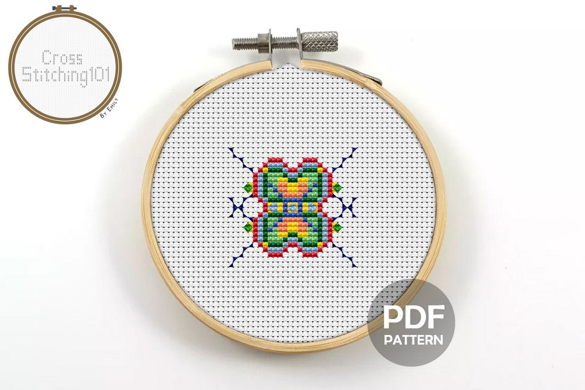 Colorful Square Cross Stitch Pattern - Instant Download PDF example image 1