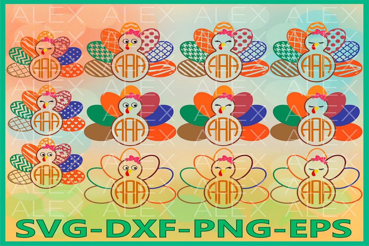 Turkey Monogram Svg, Turkey SVG, Thanksgiving Monogram svg example image 1