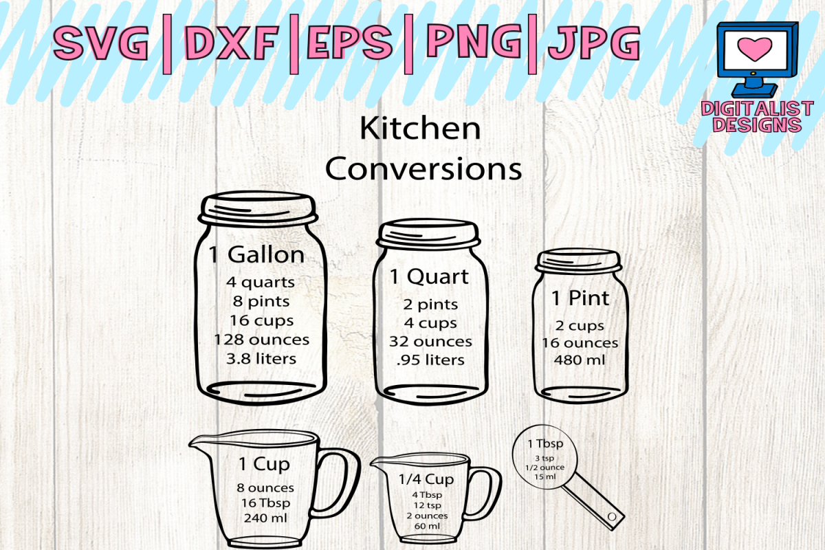 kitchen svg, measuring cups svg, measuring cheat sheet svg, cooking svg