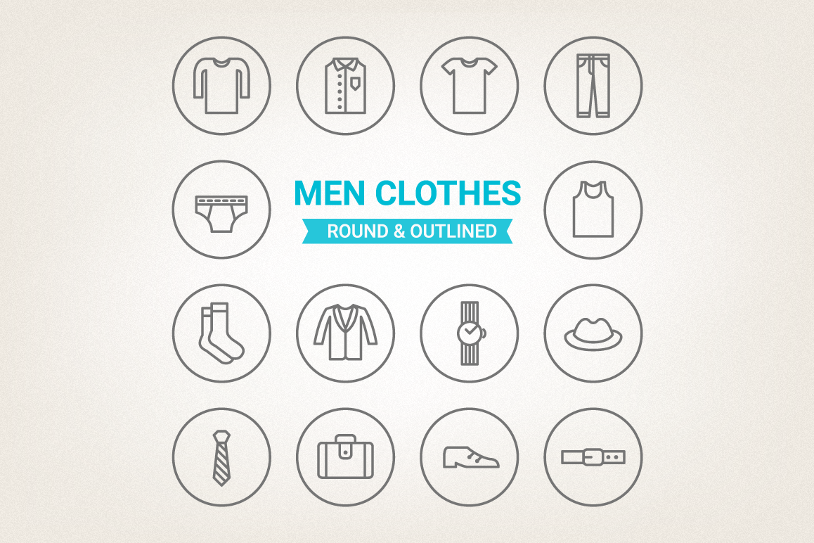 Circle Men Clothes Icons example image 1