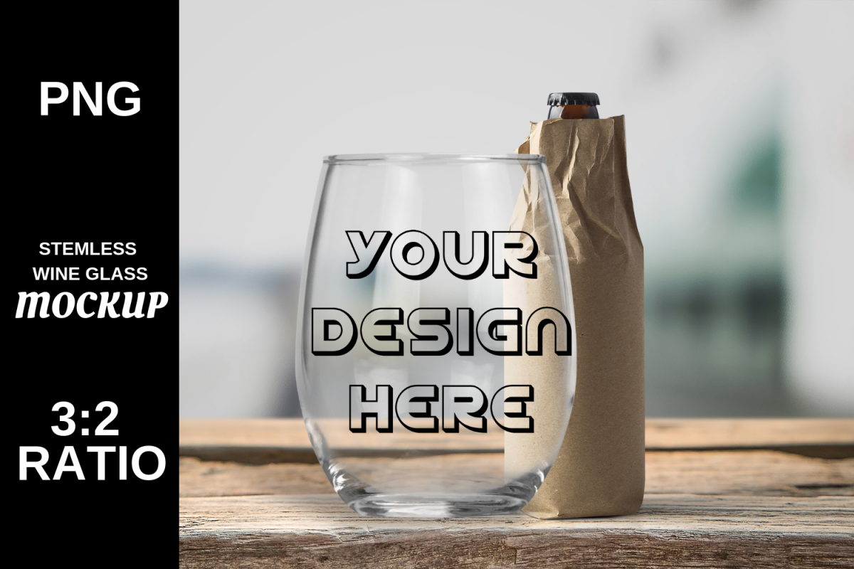 Wine Glass Stemless Mockup High Resolution - PNG example image 1