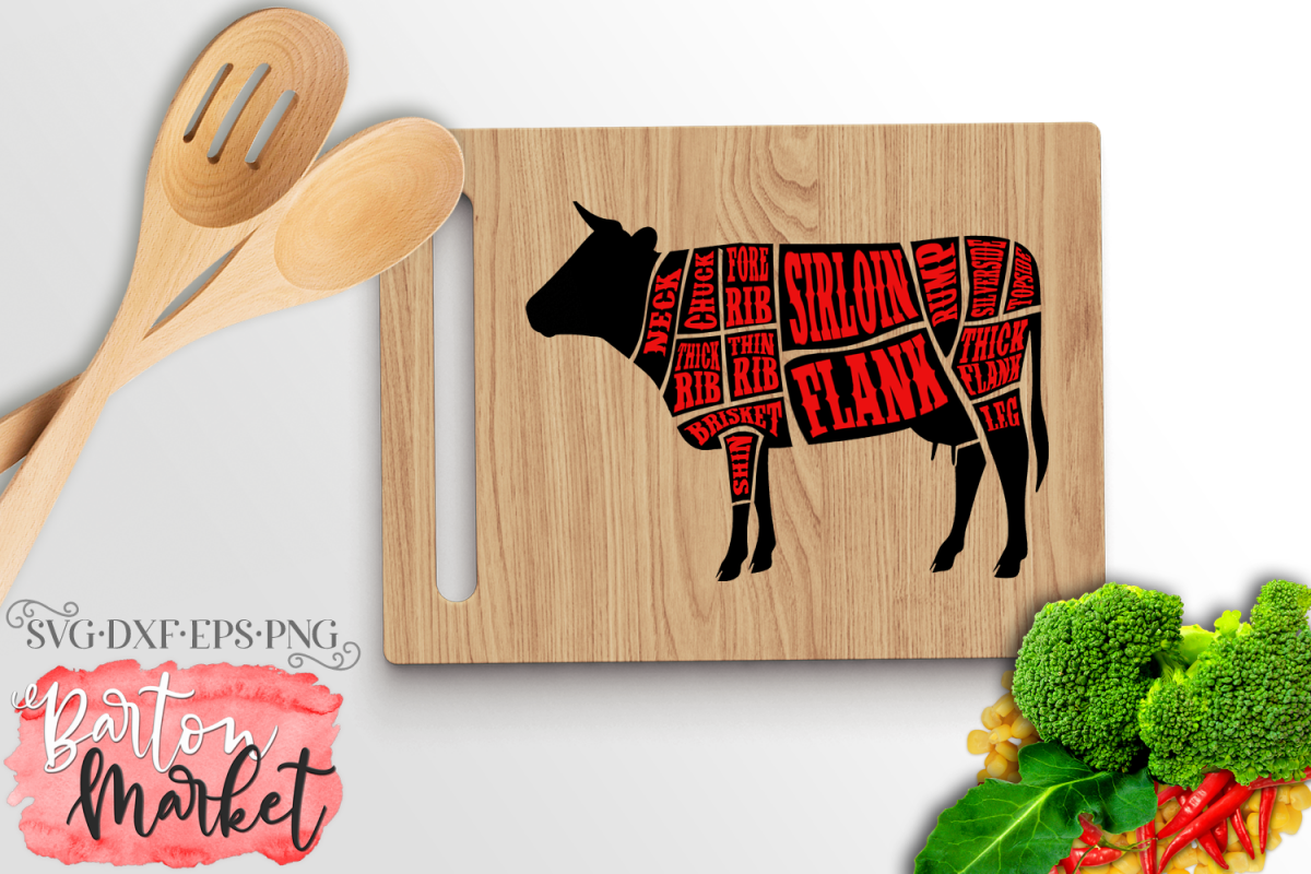 Cow Butcher SVG DXF EPS PNG example image 1